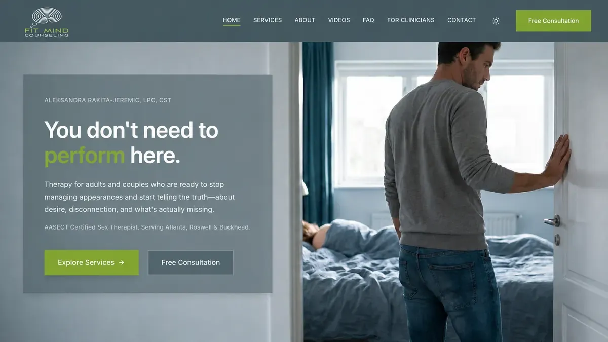 Fit Mind Counseling website homepage